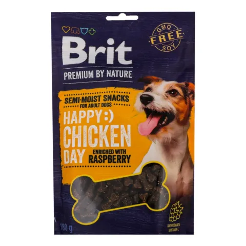 Ласощі д/собак Brit Premium 180 г Semi-moist Snacks з куркою та малиною