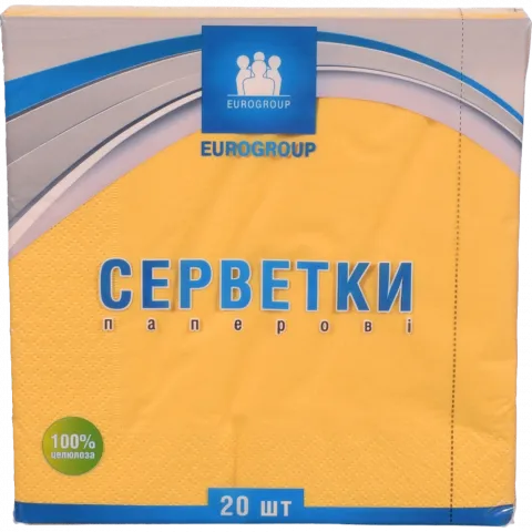 Серветки Єврогруп 18/20 шт. 3333 жовта 434