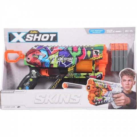 Іграшка Швидкострільний бластер Zuru X-SHOT Skins Griefer Graffiti 12 патронів 36561G