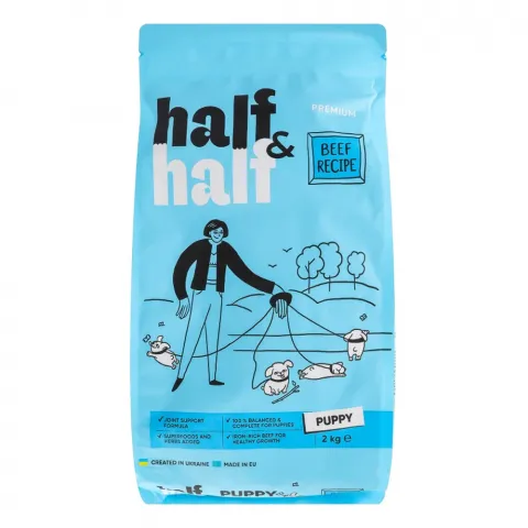 Корм д/цуценят HalfHalf 2 кг з яловичиною