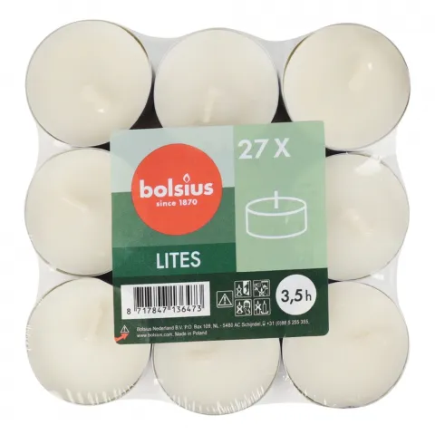 Свічки - таблетки Bolsius 3,5 год. 27 шт. білий арт. 103930296800
