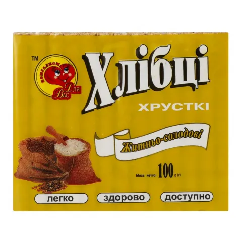 Хлібці Для Вас 100 г Житньо-солодові