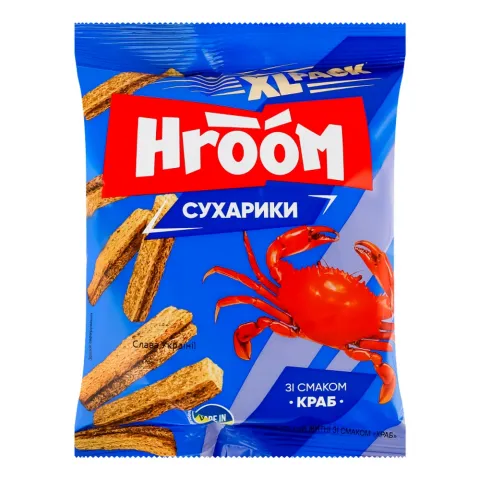 Сухарики Hroom! житні 100 г зі смаком краба