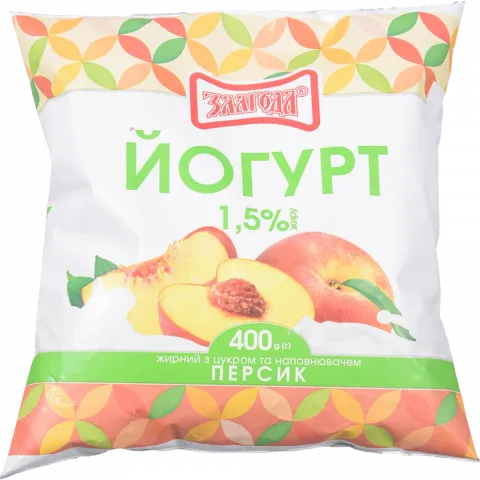 Йогурт Злагода 400 г 1,5 п/е Персик