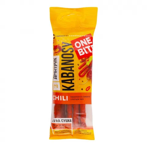Ковбаски Кабаноси Dmytruk One Bite Chil 40/50 г зі свининиз перцем чилі