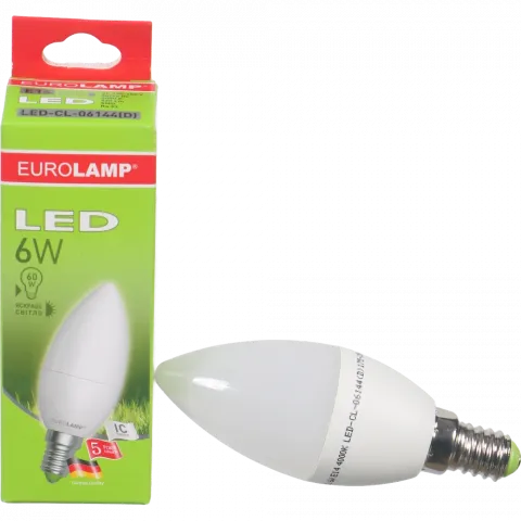 Лампа LED EuroLamp свічка біла 6 Вт Е14
