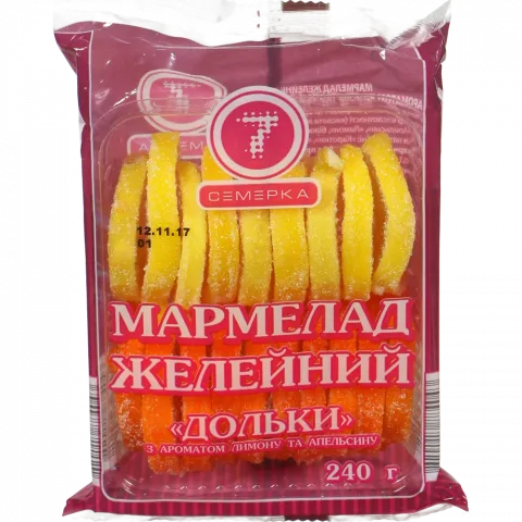 Мармелад 7` 240 г часточки зі смаком лимону та апельсину`