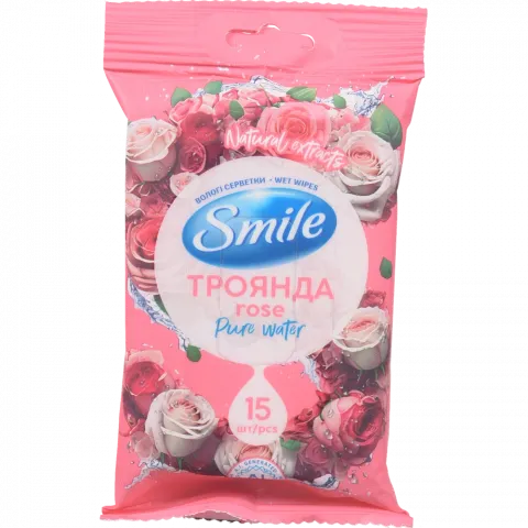 Серветки вологі Smile 15 шт. Daily Троянда