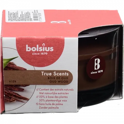 Свіча Bolsius в скл. аром. 50/80 True Scents Агарове дерево, 13 год., арт. 101925250470