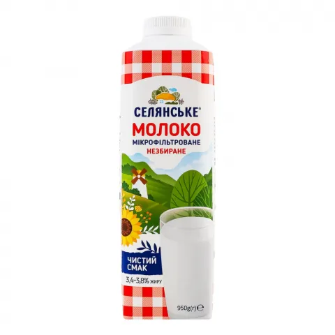 Молоко Селянське 950 г 3,4-3,8 мікрофільтроване