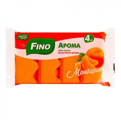 Губки кух. МЖ/FINO 4 шт. Спецефект Аромат Мандарин 0402/0487