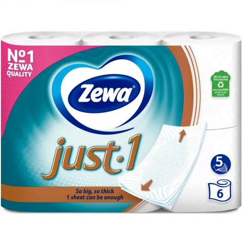Туалетний папір Zewa 6 шт. Just 1