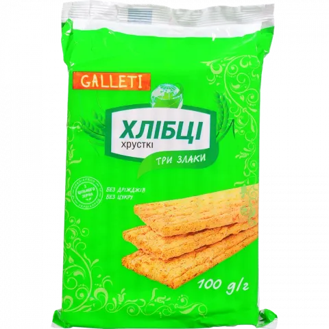 Хлібці Galleti 100 г три злаки