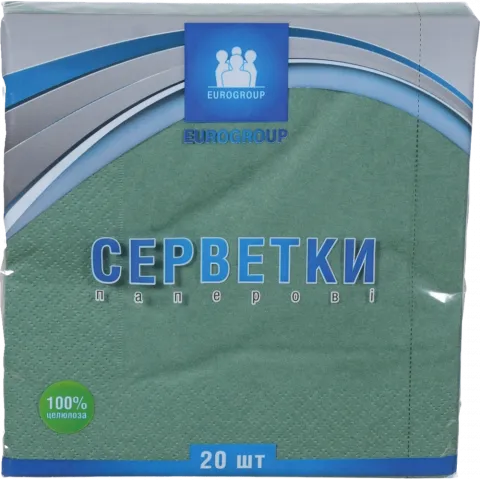 Серветки Єврогруп 18/20 шт. 3333 зелені 792