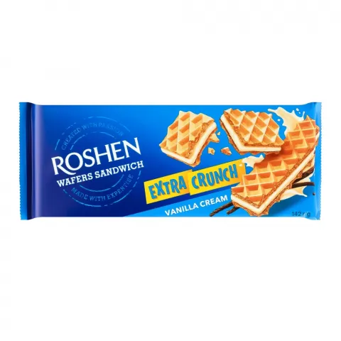 Вафлі Рошен 142 г Wafers Sandwich Crunch ваніль