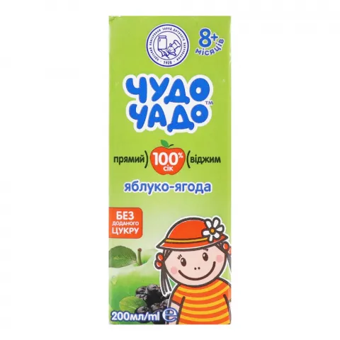 Сік Чудо-Чадо 200 мл яблуко-ягода прямого віджиму