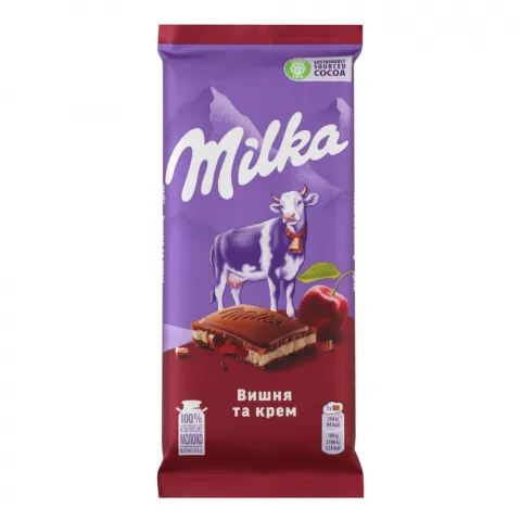Шок Мілка 90 г мол. зі смаком вишні та вишневою начинкою
