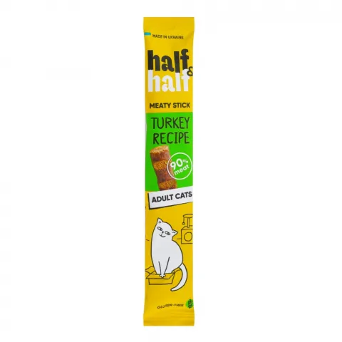 Ласощі д/котів HalfHalf 5 г м`ясні палички з індичкою