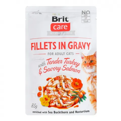 Корм д/котів Brit Fish Dreams 85 г пауч філе в соусі ніжна індичка і пікантний лосось