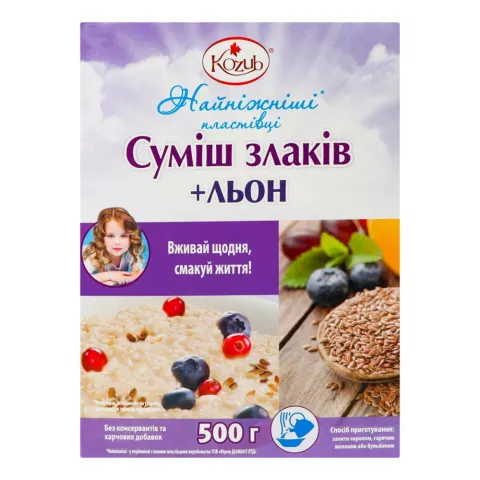Пластівці Козуб 500 г карт. Найніжніші + льон