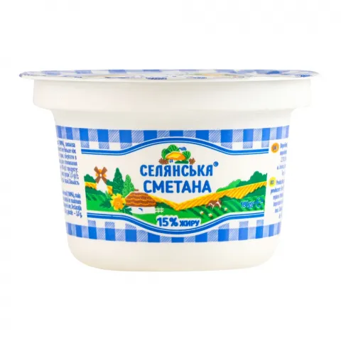 Сметана Селянська 15 180 г стак.