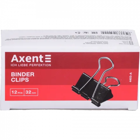 Затиск д/паперу Axent 32 мм чорний 4403-А