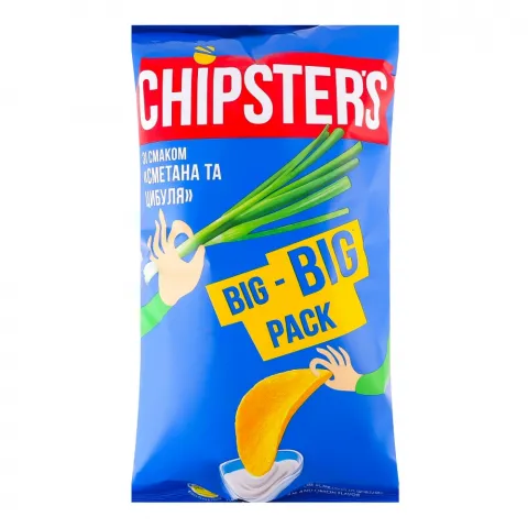Чипси Chipster`s 180 г зі смаком сметани та цибулі