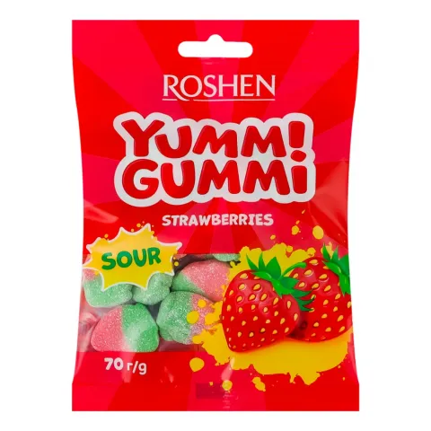 Жувальні Цукерки Рошен 70 г Yummi Gummi Sour Strawberries