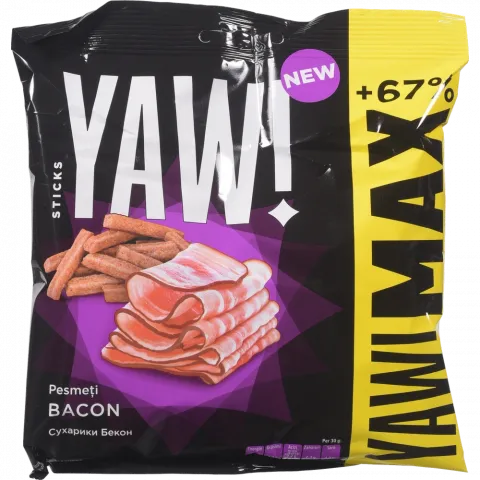 Сухарики YAW! 100 г зі смаком бекону