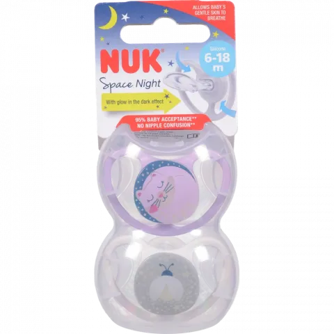 Пустушка Nuk 2 шт. р.2 сил. Spacе Nightр д/дівч.