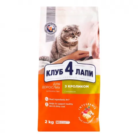 Корм д/котів Клуб 4 лапи 2 кг сух. Кролик
