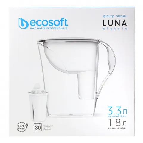 Фільтр-глечик Ecosoft 3,3 л Luna Classic білий
