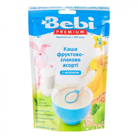 Каша Бебі Преміум 250/200 г мол. фруктово-злакове асорті