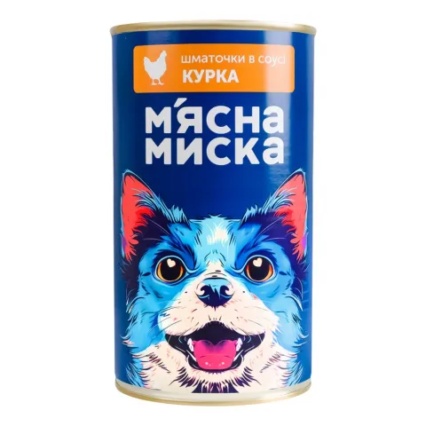 Корм д/собак М`ясна миска 1240 г з/б з куркою