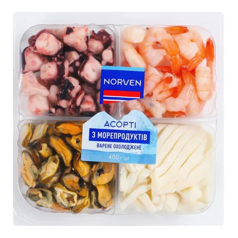 Асорті Norven 400 г з морепродуктів охол.
