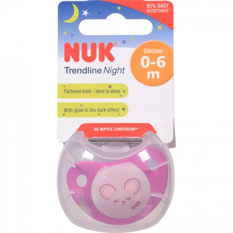 Пустушка Nuk Trendline Day and Night сил. р.1 д/дівч.