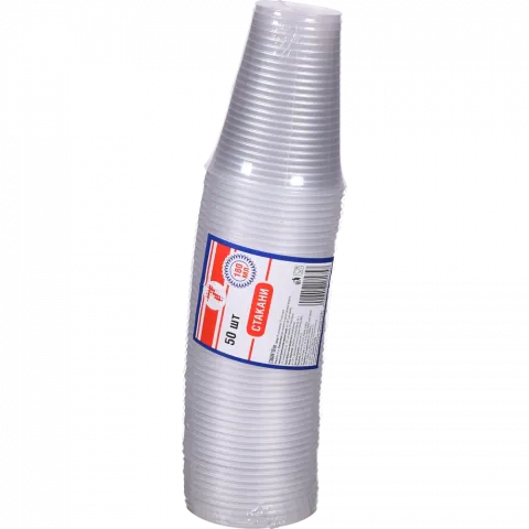 Стакан 7` 180 мл 50 шт. біл. (Пластик)`