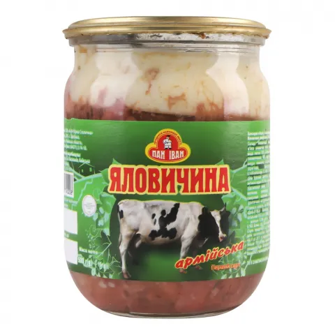 Конс Яловичина Пан Іван тушков. 500 г скл. Армійська