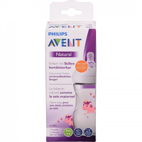 Пляшечка д/годування AVENT Natural 260 мл з декором Єдиноріг 1 шт.