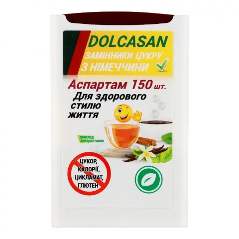 Замінник цукру Dolcasan 150 г таб. на основі Ацесульфаму К та Аспартаму