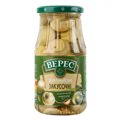 Гриби Верес Печериці 460 г скл. Закусочні