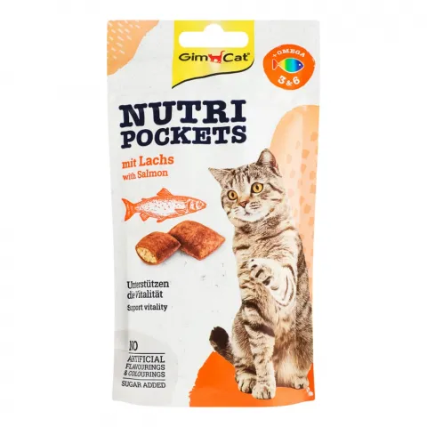 Ласощі-Снеки Gimpet GimCat Nutri Pockets 60 г Лосось+Омега 3+6