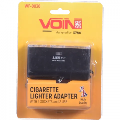 Подовжувач прикурювача Voin 2 вихід 2 USB 1000 mA/запобіжник WF-0030