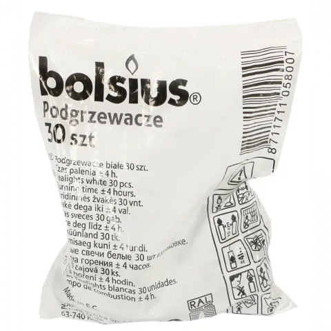 Свічки - таблетки Bolsius 4 год. 30 шт. білий, 4 год., арт. 103930304500