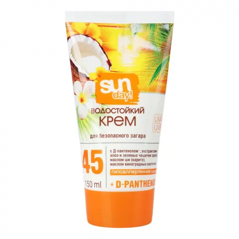 Крем SunDay 150 мл водостійкий д/безпечної засмаги SPF-45