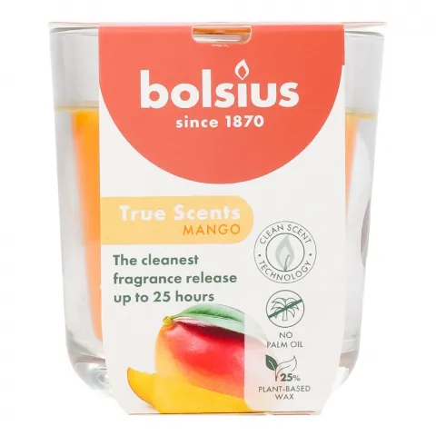 Свіча Bolsius в скл. аром 80/73 True scents манго  25 год., арт. 101924930310