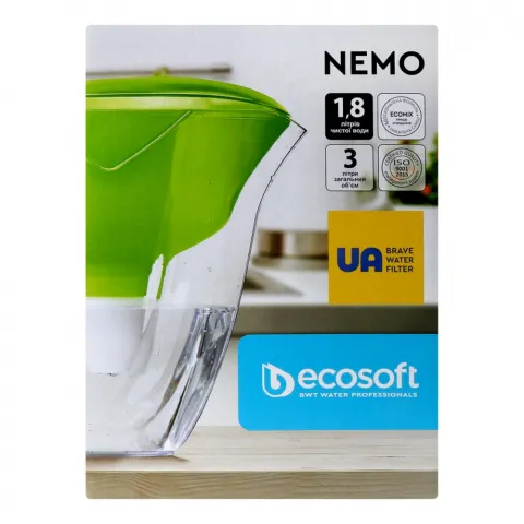 Фільтр-глечик Ecosoft 3 л Немо зелений/аква грін