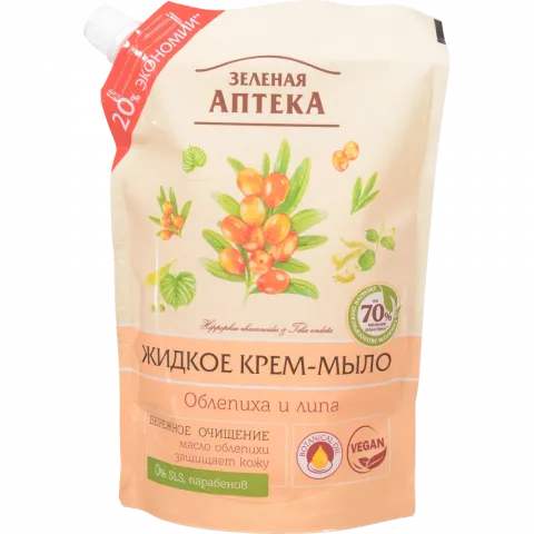 Мило рідке Зелена аптека 460 мл д/пак. Обліпиха та липа