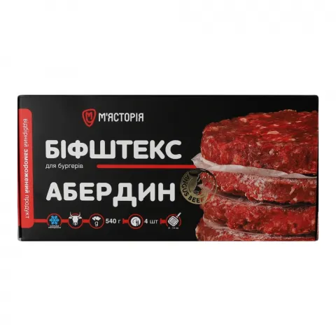 Н/ф М`ясторія Біфштекс  Абердин з яловичини 540 г в/п Шок Фриз