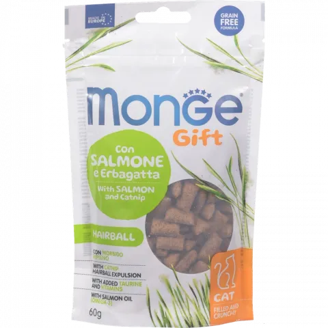 Ласощі д/котів Monge Gift Cat Hairball 60 г лосось і котяча м`ята